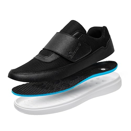 Gesundheitsschuhe Diabetikerschuhe Extra Weit Herren Sportschuhe mit klettverschluss Orthopädische Sneaker Hausschuhe Rutschfest Senioren Schuhe Schuhe Geschwollene Füße(Black,46 EU) von Generisch