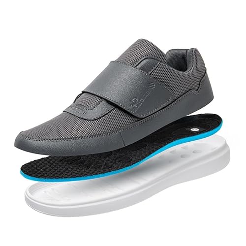 Gesundheitsschuhe Diabetikerschuhe Extra Weit Herren Sportschuhe mit klettverschluss Orthopädische Sneaker Hausschuhe Rutschfest Senioren Schuhe Schuhe Geschwollene Füße(Gray,41 EU) von Generisch