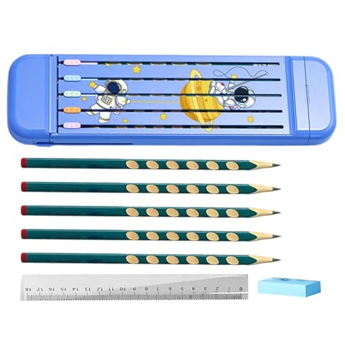 Geteiltes Federmäppchen, Federmäppchen mit Fächern,Multifunktionale Geteilte Stifte-Aufbewahrungsbox - Harte Buntstiftbox mit 5 Bleistiften, Radiergummi, Lineal für, Mädchen, Kinder, Studenten Geteiltes Federmäppchen, Federmäppchen mit Fächern,Multifunktionale Geteilte Stifte-Aufbewahrungsbox - Harte Buntstiftbox mit 5 Bleistiften, Radiergummi, Lineal für, Mädchen, Kinder, Studenten von Generisch