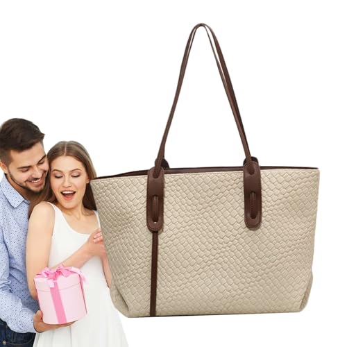 Gewebte Tragetasche | Leder Handtasche - Zusammenklappbare Große Umhängetasche Für Reisen Urlaub Pool Einkaufen von Generisch