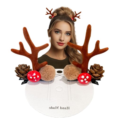 Geweih-Haarspangen, Haarspangen für Frauen - Weihnachts-Haarschmuck, stilvolle Rentier-Haarspange,Haarspangen-Zubehör, bezaubernde Weihnachts-Haarnadel für Weihnachtsfeiern, Hochzeiten von Generisch