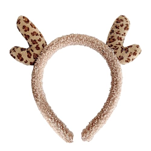 Geweih-Stirnband, Hirsch-Stirnband, Kopfbedeckung zum Waschen des Gesichts, Leopard, Weihnachts-Stirnband, Tier-Stirnband, realistisches Geweih-Stirnband für, Cosplay, Kostüm von Generisch