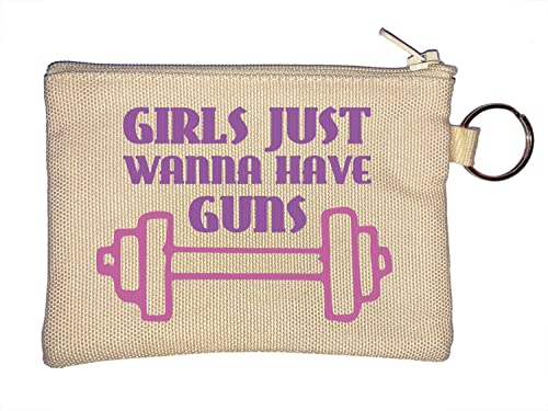 Girls Just Wanna Have Guns Dumbell Gym Art Schlüsselanhänger Münzbörse Beige von Generisch