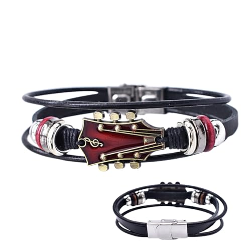 Gitarren Armband | Verstellbare Punk Style Armbänder | Handgefertigtes Geflochtenes Multi-Layer Armband, Modischer Schmuck Für Musikliebhaber Männer Frauen Jugendliche Konzerte Alltag von Generisch