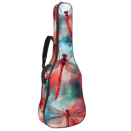 Gitarrentasche, 101,6 cm, 104,7 cm, 1 cm dick, Schaumstoff, weich gepolstert, für Akustik-, E-Bass, klassische Gitarre, rote Libelle mit roter, blauer und grüner Aquarellfarbe, Mehrfarbig 03 Gitarrentasche, 101,6 cm, 104,7 cm, 1 cm dick, Schaumstoff, weich gepolstert, für Akustik-, E-Bass, klassische Gitarre, rote Libelle mit roter, blauer und grüner Aquarellfarbe, Mehrfarbig 03 von Generisch