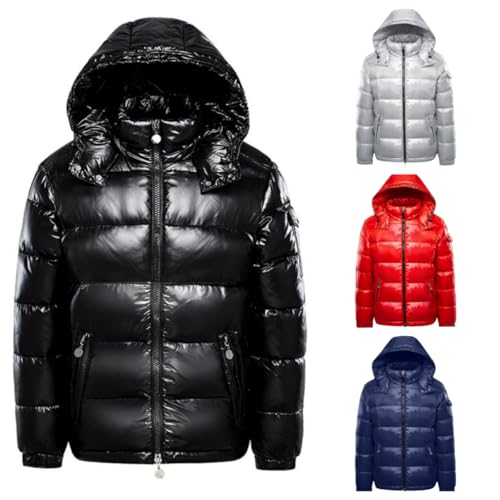 Glänzende Daunenjacke Damen, Daunenjacke Herren Damen Gesteppte wattierte glänzende Dicke Herrenjacke Windjacke Outdoorjacke Wintermantel wasserdichte Steppjacke Mit Kapuze Outdoorjacke von Generisch
