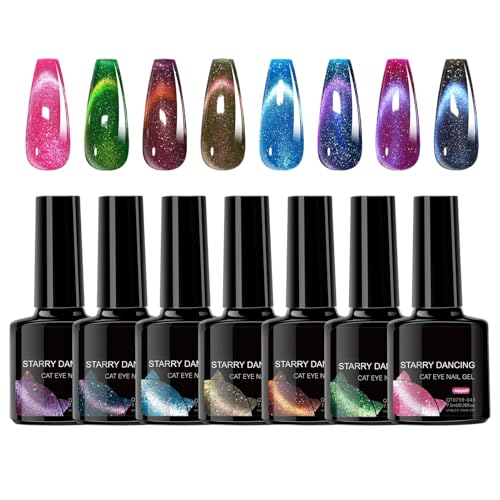 Glitter Gel Magnetic Nail Polish Kit – High Pigment Shine Effect, Wand | 8 Vibrant Colors for Creative Nails Ideal Parties Elegant Events Vacations Manicure Sessions Beauty Wise Enthusiasts von Generisch