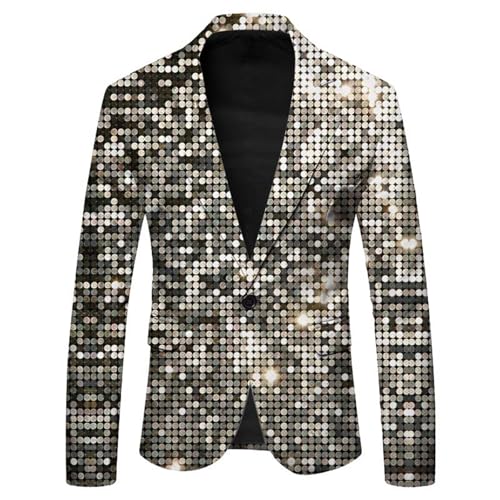 Glitzer Anzug Herren Pailletten Blazer Glitzer Outfit Drucken Smoking Langarm Sakko Glänzende Anzugjacke Festlich Mantel Männer Silvester Outfit Anzugjacken für Disco Party Hochzeit Karneval Kostüm Glitzer Anzug Herren Pailletten Blazer Glitzer Outfit Drucken Smoking Langarm Sakko Glänzende Anzugjacke Festlich Mantel Männer Silvester Outfit Anzugjacken für Disco Party Hochzeit Karneval Kostüm von Generisch
