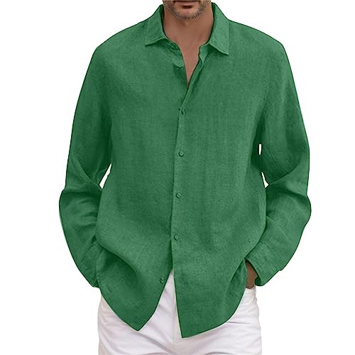 Glitzer Hemd beiläufiges Plus Größen-Loses Hemd Mens-Umlegekragen-Langarm-Hemd Anzughemden (Green, XXXXL) von Generisch