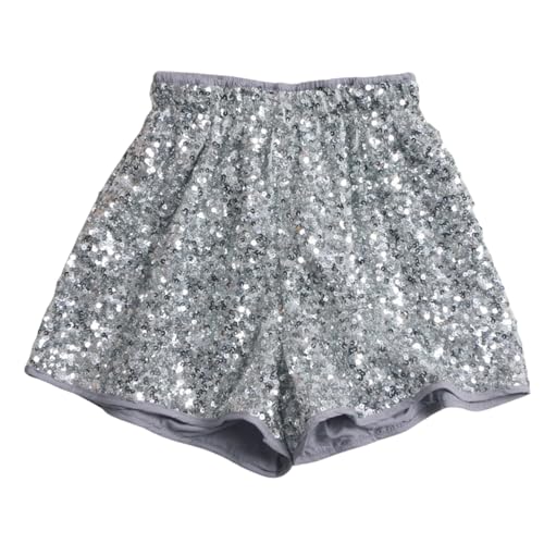 Glitzer Hose mit Pailletten - Kurze Damen Outfit in Lederimitat - Angebote von Generisch