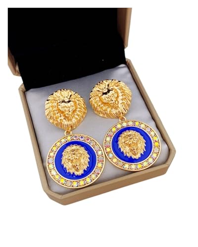 Glitzer Löwenkopf Creolen Ohrringe - Retro Kreis Ohrringe mit Strass für einen einzigartigen Stil für Frauen, Einheitsgröße von Generisch