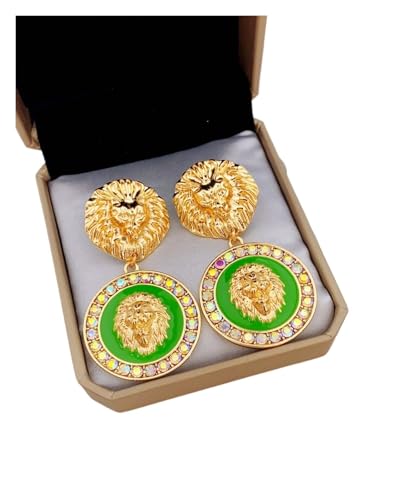 Glitzer Löwenkopf Creolen Ohrringe - Retro Kreis Ohrringe mit Strass für einen einzigartigen Stil für Frauen, Einheitsgröße von Generisch
