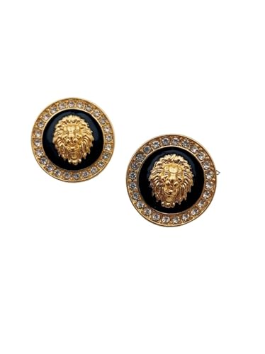 Glitzer Löwenkopf Creolen Ohrringe - Retro Kreis Ohrringe mit Strass für einen einzigartigen Stil für Frauen, Einheitsgröße von Generisch