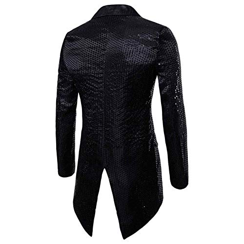 Glitzer Sakko Herren Pailletten Jacke Mantel Glitzer Punk Gehrock Herren Frack Mäntel Smoking für Männer Halloween Kostüm Karneval Party Smokingjacke Cosplay Kleidung von Generisch
