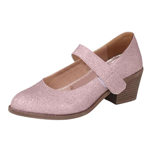 Glitzer Sandalen Damen Elegant Dicker Absatz Brautschuhe Mary Jane Schuhe Pumps Chunky High Heels Dirndl Schuhe Arbeit Pumpen Tanzschuhe Blockabsatz Hochzeitsschuhe von Generisch