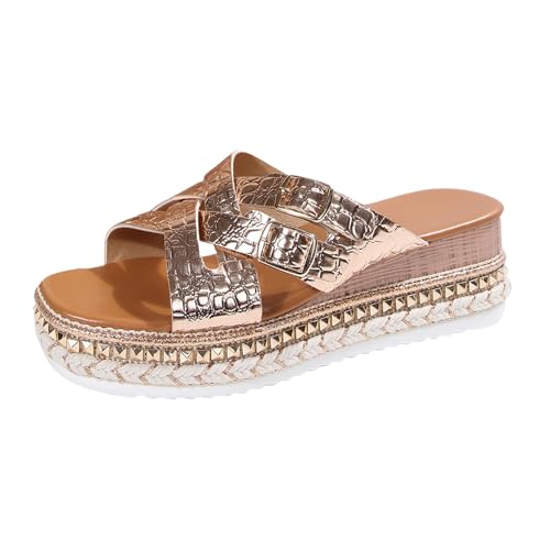 Glitzer Sandalen Damen Sommer Plateau Sandaletten Leicht Freizeit Strandschuhe Strass Sandals Offene Zehen Freizeitsandale Elegant Hausschuhe mit Absatz Bequem Keilsandalen Hochzeitsschuhe Brautschuhe von Generisch