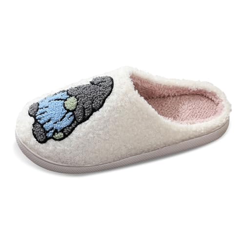 Glitzer Schuhe Damen カップル用冬用クリスマスプリントスリッパ 快適で暖かい家庭用シューズ Damen Schuhe Ballerina Mit Absatz (White, 45) von Generisch