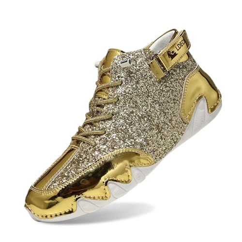 Glitzer Schuhe Herren Glänzend Sneaker Party Turnschuhe Festliche Silvester Stiefeletten Elegant Karneval Laufschuhe Pailletten Rave Brautschuhe Flach Herrenschuhe 2025 von Generisch