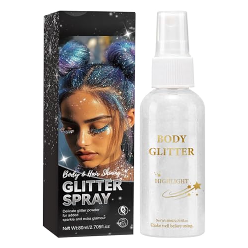 Glitzer Spray, Haar Körper Glitzer Spray Highlighter Puder, Langanhaltender Lockerpuder Highlighter Für Gesicht Haut Karneval Fasching Festival Events von Generisch