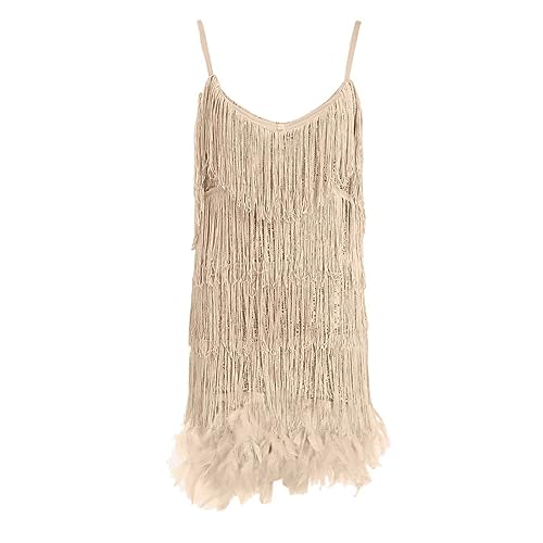 Glitzerkleid Damen,V-Ausschnitt Paillettenkleid Elegant Fransen Kleid 20er Jahre Kleid Flapper Kleider 1920er Kleider Damen Cocktailkleid Partykleid Abschlussballkleid Faschingskostüme Karneval Kostüm von Generisch