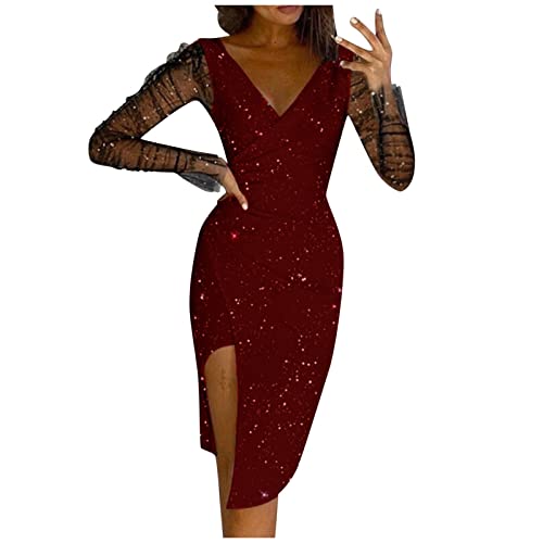 Glitzerkleid Damen Lang Langarm Silvester Kleid Damen Glitzer Sexy Curvy Abendkleider Elegant Für Hochzeit Silvesterkleid Slim Abendkleid Glitzer Cocktailkleid Mit Schlitz Festliche Kleider Glitzerkleid Damen Lang Langarm Silvester Kleid Damen Glitzer Sexy Curvy Abendkleider Elegant Für Hochzeit Silvesterkleid Slim Abendkleid Glitzer Cocktailkleid Mit Schlitz Festliche Kleider von Generisch