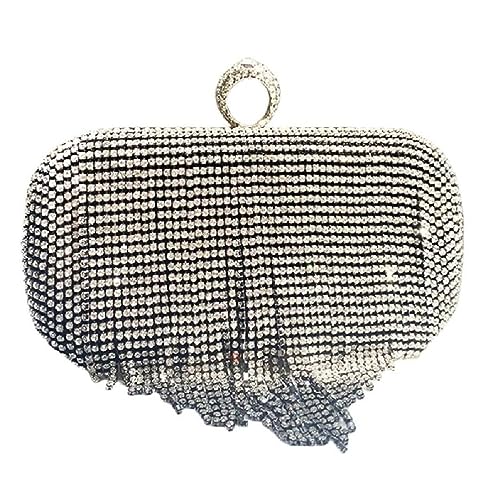 Glitzernde Damen-Geldbörse, Hochzeits-Clutches, Handtasche, Damen, Mädchen, Umhängetasche, funkelnde glänzende Quasten, Tasche mit Kette, Damentaschen, Schwarz von Generisch