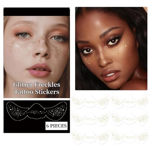 Glitzernde Sommersprossen - Gesichts-Make-up-Pflaster,Schweißresistente -Sticker für Bühne, Events, Alltags- & Kostümevents von Generisch
