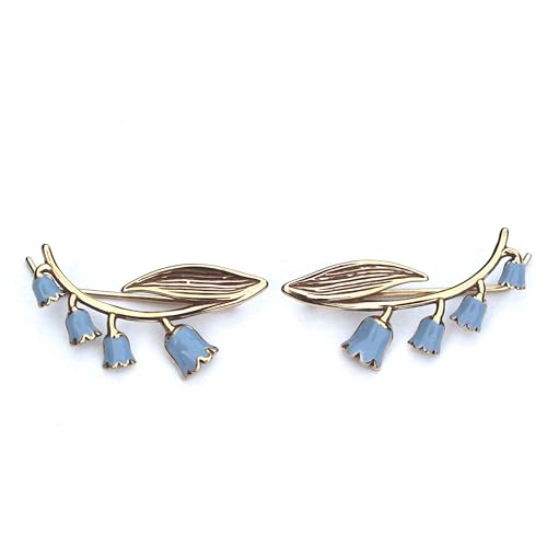 Glockenblumen Ohrkletterer. 925 Sterling Silber vermeil gold & blaue Emaille von Generisch