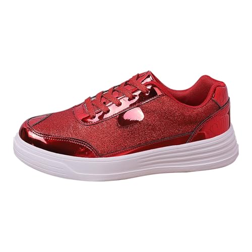 Gold Damen Plateau Glitzer Sneakers Sparkly Glänzend Chic Walkingschuhe Rutschfeste Chunky Sole Orthopädische Turnschuhe Leichte Atmungsaktive Glänzende Pailletten Schuhe für Straße Hochzeit Party von Generisch