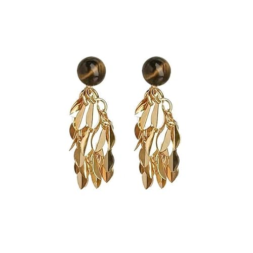 Gold Drop Clip On Ohrringe Hypoallergen Dangly Design für Frauen Mädchen Nicht durchstochen, Standard, Metall, Bernstein von Generisch