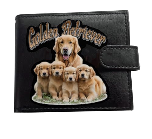 Golden Retriever Geldbörse mit Hunde-Logo, RFID-Diebstahlschutz, weiches Leder, großes Münzfach, Schwarz, Schwarz , Standard, Klassisch von Generisch