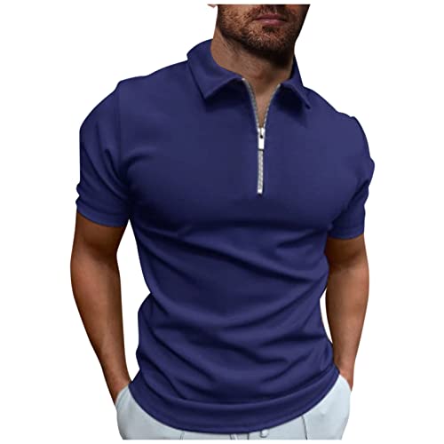 Golf T-Shirt Kurzarm Reißverschluss Kragen Sommer Beiläufig Gym Shirt Herren Schnelltrocknend Sommerhemd Herren Schlank Slim Fit T-Shirt Herren Schlank Polo Tshirt Herren Outdoor von Generisch