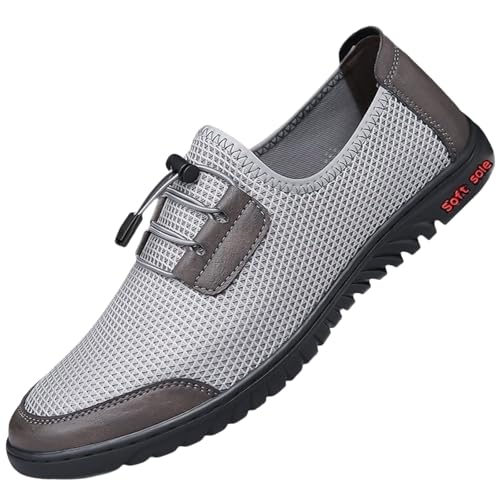 Golfschuhe für Herren, Netzfutter, atmungsaktiv, rutschfest, athletisch, Arbeitstrainer, Fußgewölbe-Passform, leicht zu schließen, Tennis-Trainer, leicht, bequem, Wandern, Outdoor, grau, 40 2/3 EU von Generisch