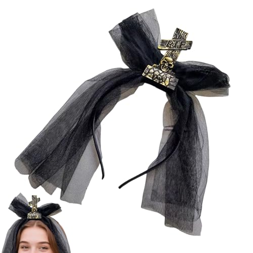 Gothic-Stirnband – Kopfschmuck für Mädchen | Blumen-Stirnband | Grabstein-Haarreifen für Mädchen | gruseliges Halloween-Kostüm-Zubehör, Kopfschmuck für Maskenbälle, Bühnenauftritte, Party, Cosplay von Generisch