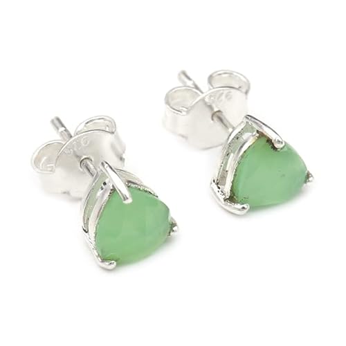 Goyal Jewels Chrysopras Edelstein Massiv 925 Sterling Silber Ohrstecker Handgemachter Schmuck GTER251 von Generisch