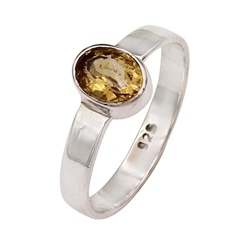 Goyal Jewels Citrin Edelstein Silber Ring Massiv 925 Sterling Silber Band Ring Alle Größen Männer Frauen Ring Geschenkartikel Aussage Handgemachter Schmuck GESR129 (71 (22.6)) von Generisch