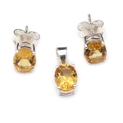 Goyal Jewels Citrin Edelstein Solid 925 Sterling Silber Ohrstecker mit Anhänger Schönes Set Handgemachter Schmuck GTST09 Goyal Jewels Citrin Edelstein Solid 925 Sterling Silber Ohrstecker mit Anhänger Schönes Set Handgemachter Schmuck GTST09 von Generisch