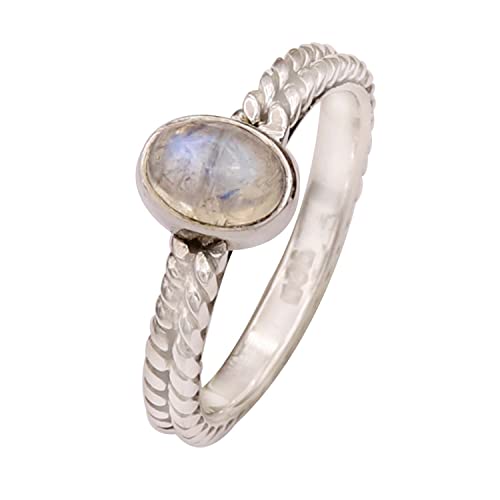 Goyal Jewels Regenbogen-Mondstein Edelstein Silber Ring Massiv 925 Sterling Silber Band Ring Alle Größen Männer Frauen Ring Geschenkartikel Aussage Handgemachter Schmuck GESR110 (52 (16.6)) von Generisch
