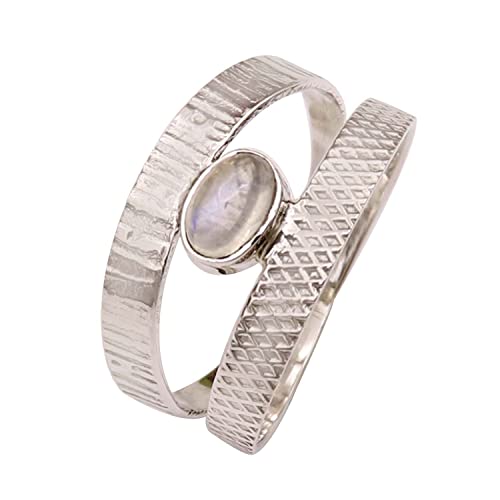 Goyal Jewels Regenbogen-Mondstein Edelstein Silber Ring Massiv 925 Sterling Silber Band Ring Alle Größen Männer Frauen Ring Geschenkartikel Aussage Handgemachter Schmuck GESR131 (58 (18.5)) von Generisch