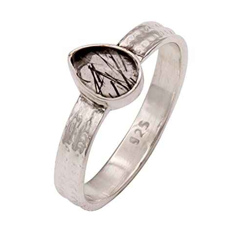 Goyal Jewels Rutilquarz Edelstein Silber Ring Massiv 925 Sterling Silber Band Ring Alle Größen Männer Frauen Ring Geschenkartikel Aussage Handgemachter Schmuck GESR130 (58 (18.5)) von Generisch