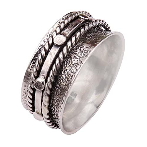 Goyal Jewels Silber Ring Massiv 925 Sterling Silber Spinner Meditation Ring Alle Größen Männer Frauen Ring Geschenkartikel Aussage Handgemachter Schmuck GESR160 (60 (19.1)) von Generisch
