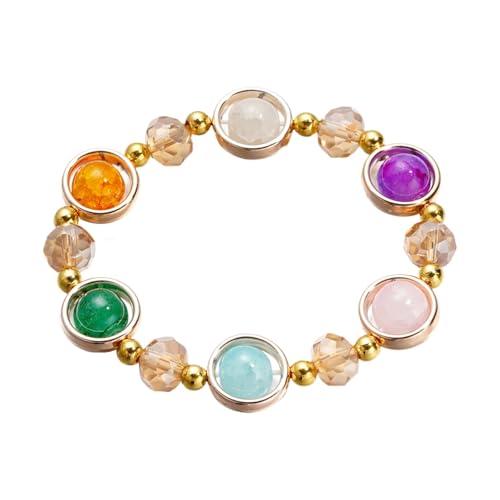 Gradient Ice Crack Colored Glaze Bracelet String For Everyday Wear As A Gift For Girls' Classmates And Friends Königskette Armband Silber (C, One Size) von Generisch