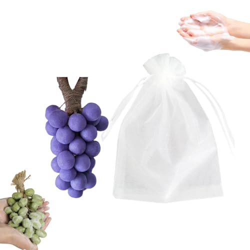Grape Soap on a Rope, Grape Cluster Soap, Handmade Grapes Shaped Soaps,Natural Cold Process Artisan Soaps, for Washing Hands and Fresh Air Men Women (Purple 20 Pcs,Bag) von Generisch
