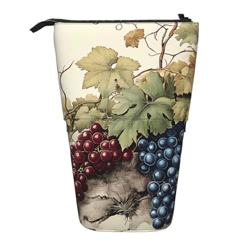 Grape Vintage Stehendes Federmäppchen Ölgemälde Kunst Stifteetui Halter Teleskop-Bleistifttasche Pop-Up-Kosmetiktasche Schreibwaren-Organizer für Schule, Büro, Reisen von Generisch
