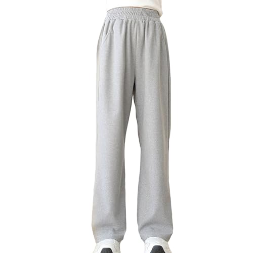 Grau Kinder Freizeithose Mädchen 158 Sommer Hose Waffel Palazzo Hose Lockere Sommerhose Lang Sweathose Elastisch Stoffhose Baggy Weite Hosen Wide Leg Pants Girl High Waisted Trousers von Generisch