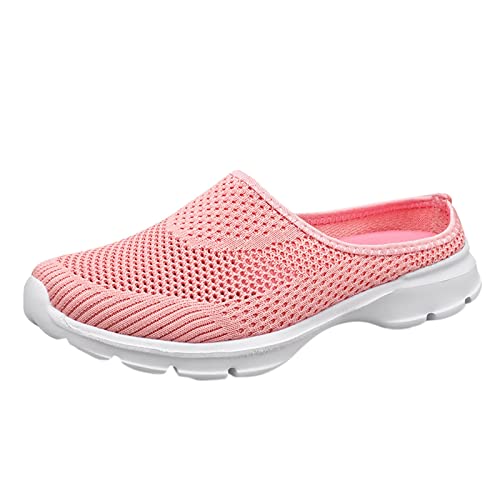 Graue Schuhe Damen Elegant Atmungsaktive Schnürschuhe für Damen, Flache Freizeitschuhe, Unisex, leichte Arbeitsschuhe, sportliche, atmungsaktive Arbeitsschuhe Damenschuhe Gelb 43 (Pink, 37) von Generisch