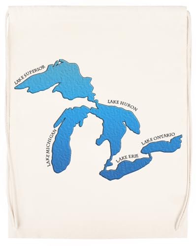 Great Lakes Outline of All Five Lakes Unisex Sporttasche Beige Turnbeutel von Generisch