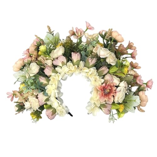 Große Blumenkrone für Hochzeit, Blumen-Haarband, Braut, Blumen-Haarband, Girlanden, Haarkranz, Kopfbedeckung von Generisch