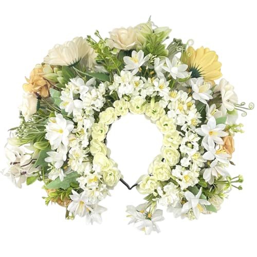 Große Blumenkrone für Hochzeit, Blumen-Haarband, Braut, Blumen-Haarband, Girlanden, Haarkranz, Kopfbedeckung von Generisch