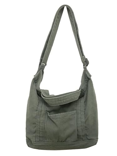 Große Canvas-Kuriertasche für Damen, lässige Umhängetasche, Umhängetasche mit gewaschenem Stoff, geräumige Tragetasche mit Vordertaschen für Schule, Arbeit, Einkaufen, Reisen und den täglichen Große Canvas-Kuriertasche für Damen, lässige Umhängetasche, Umhängetasche mit gewaschenem Stoff, geräumige Tragetasche mit Vordertaschen für Schule, Arbeit, Einkaufen, Reisen und den täglichen von Generisch
